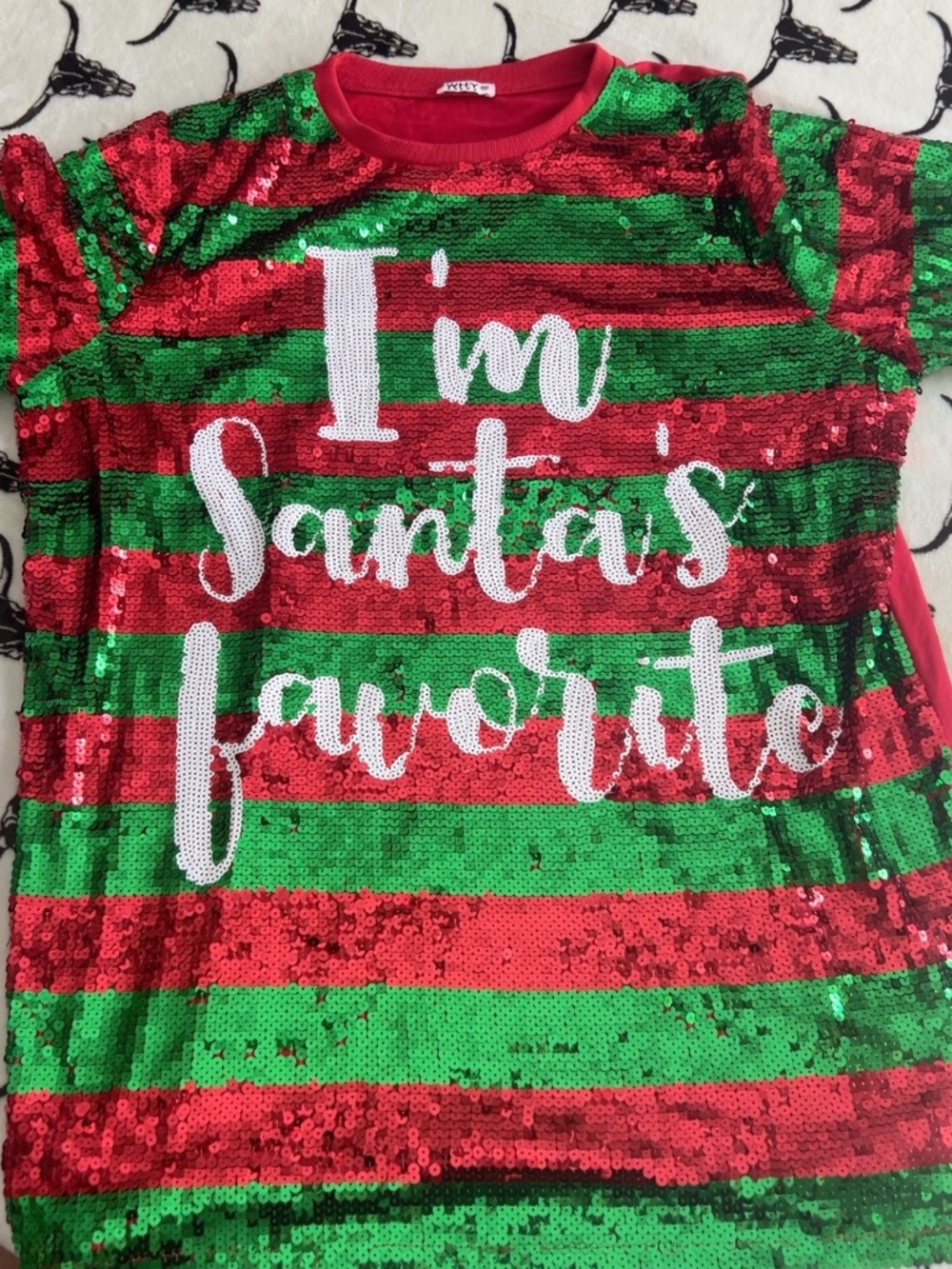 WHY Dress I’m Santa’s Favorite Sequin Christmas Shirt/Dress One Size Fits Most